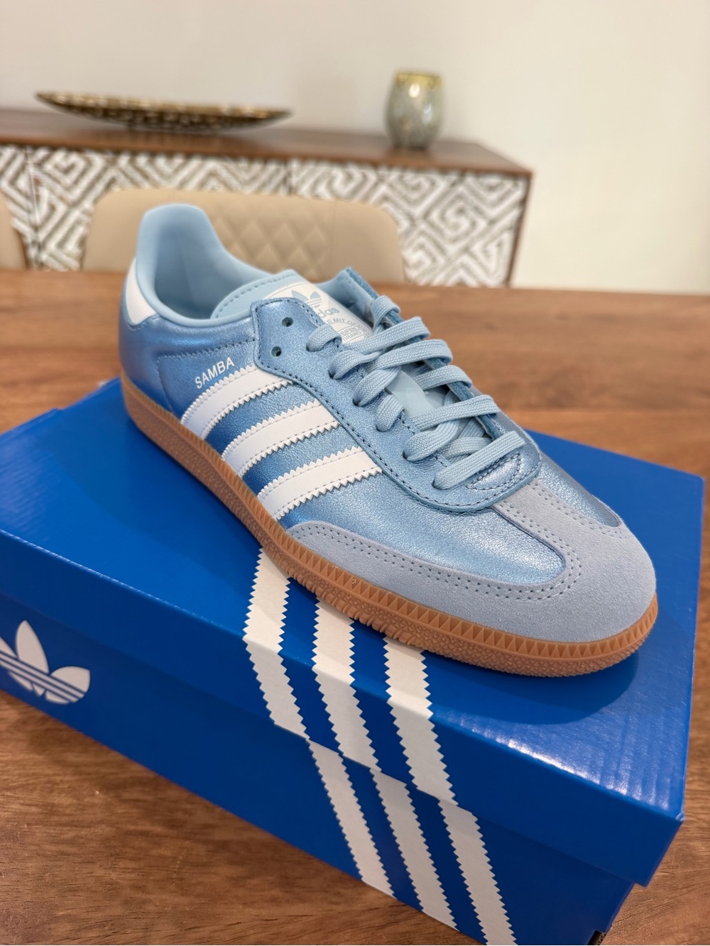 Adidas Samba women Sneakers in Light Blue with White Stripes